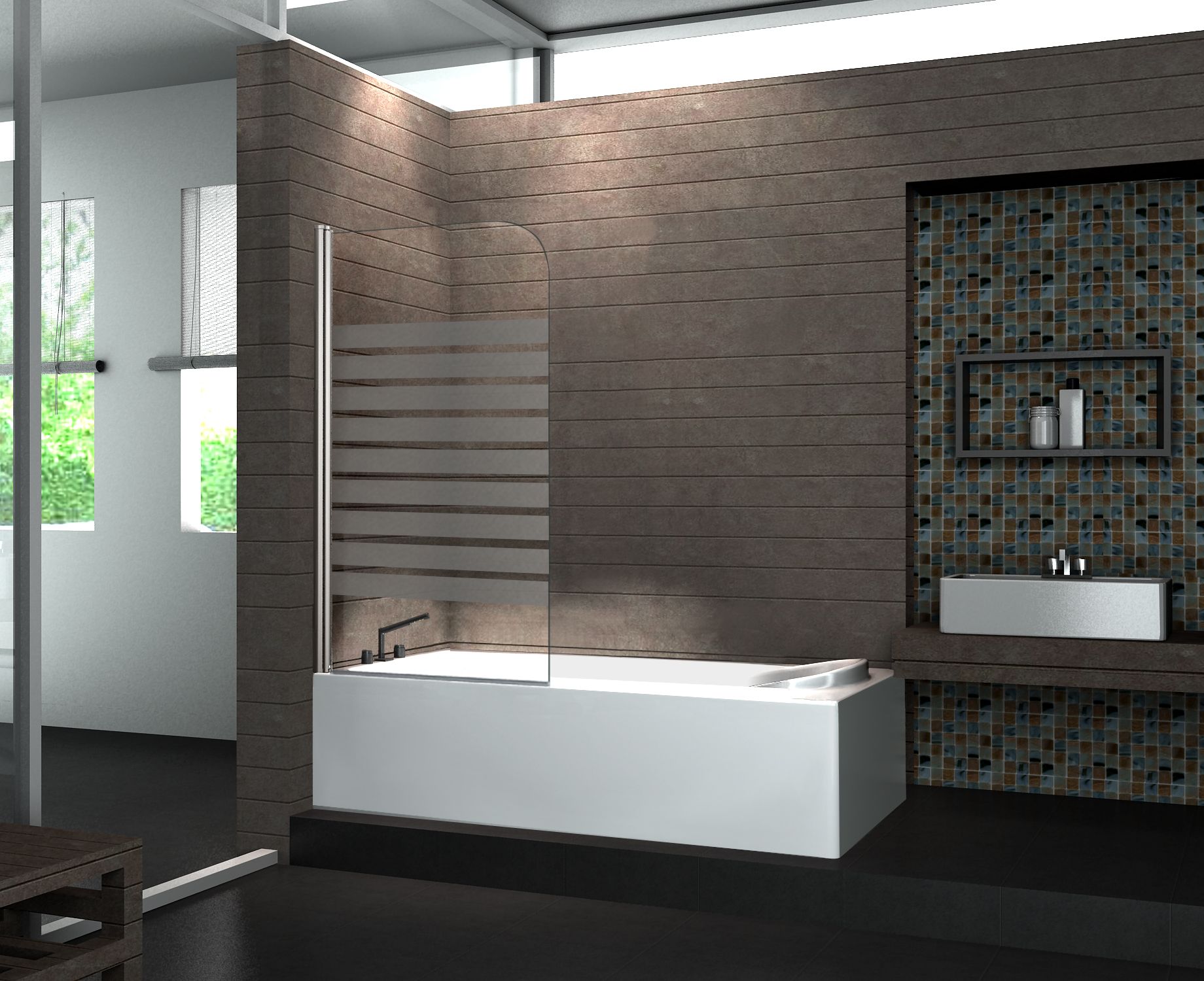Duschtrennwand Wellness-Frost (Badewanne)